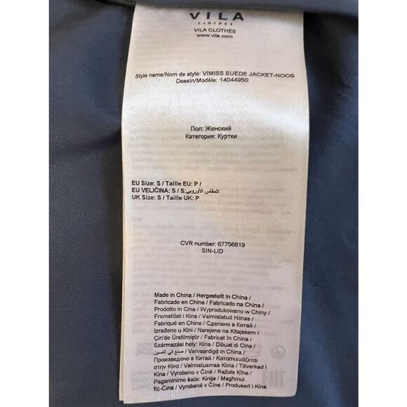 NWOT VILA Danish Designer Women's Vimiss Blue Suede Moto Jacket Size Small - Picture 7 of 12